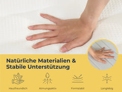 Hand auf atmungsaktivem, formstabilem Matratzenmaterial – hautfreundlich & langlebig