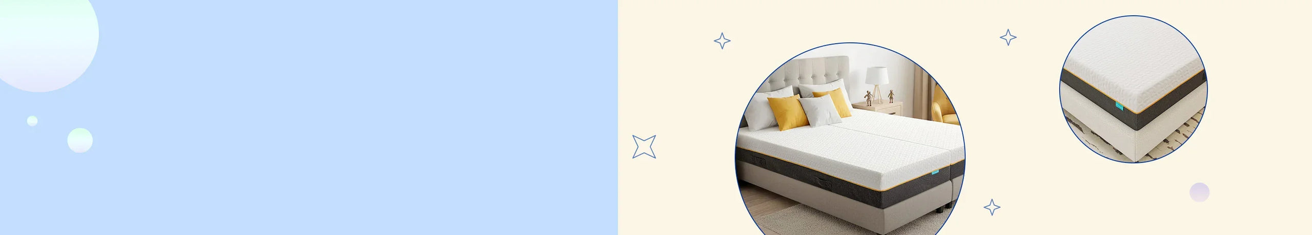 Moderne Matratze mit gelben Kissen im Schlafzimmer, ideal für erholsamen Schlaf und Wohnkomfort